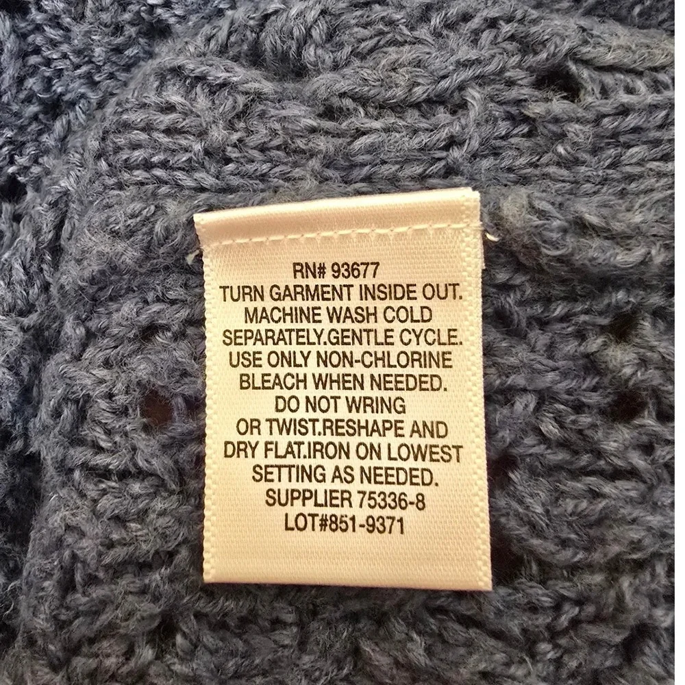 Liz Claiborne Blue Pointelle Knit Scoop Neck Long Sleeve Sweater Large